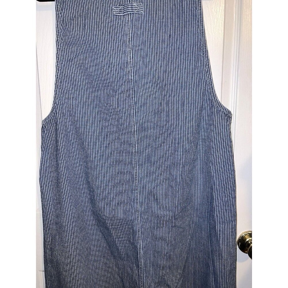 ERIKA & CO. Y2K Denim Thin Stripe Dungarees Maxi Jumper Dress Sz L - Picture 13 of 13